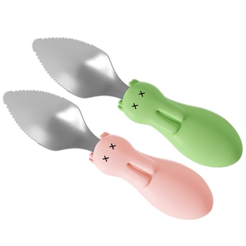 ibasenice 2 Stück Teiliges Edelstahl Babylöffel mit Gezackter Kante Sichere Obst Gemüselöffel für Babybrei Leichtes Babygeschirr für Zuhause und Unterwegs Praktisches Entwöhnungsset Grün von ibasenice