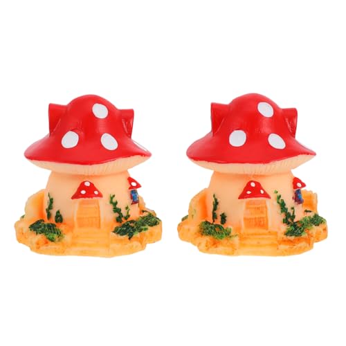 ibasenice 2 Stück Teiliges Miniatur Pilzhaus Dekoration aus Harz Sichere Landschafts Deko für Terrarien Lebensechte Simulation als Reptilienbox Zubehör und Gartenfigur von ibasenice