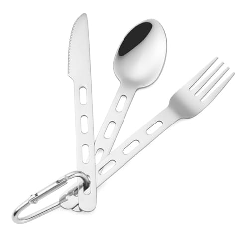 ibasenice 3 Sätze Camping Besteck Teiliges Tragbares Utensilien mit Löffel und Messer für Outdoor und Reisen und Ergonomisch Gestaltet von ibasenice