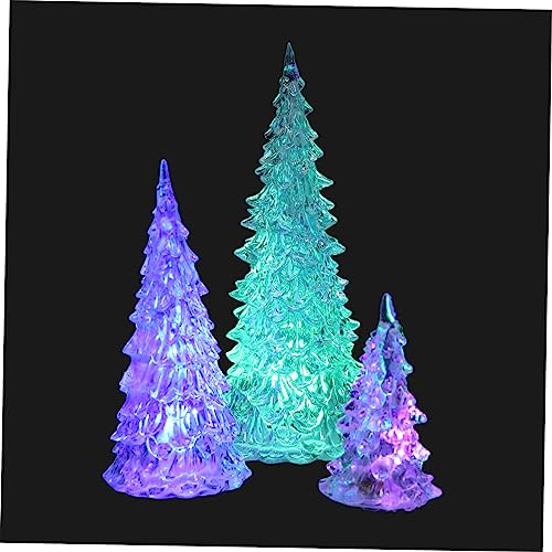 ibasenice 3st Vorbeleuchteter Baum Led-Desktop-Weihnachtsbaum Led-acryl-Weihnachtsbaum Leuchtender Glitzer-Weihnachtsbaum Weihnachtliche Tischdekoration Nachtlicht Glas Kind Kiefer Weiß von ibasenice