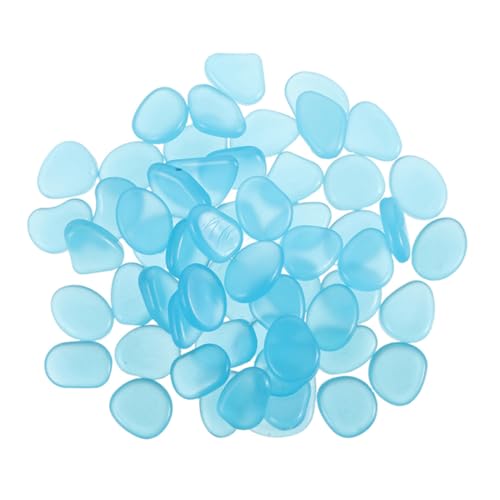 ibasenice 300 Stück Leuchtsteine Blau Nachtleuchtende Kieselsteine für Aquarium Garten Teich Dekoration Resin Glühende Fischbecken Steine für Außenbereich und Auffahrt von ibasenice