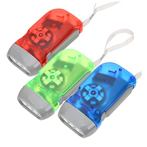 ibasenice 3st Handkurbel Taschenlampe Manuelle Sicherheitstaschenlampe Wiederaufladbare Taschenlampe Handpressbrenner-dynamo Kleine Taschenlampen Notfall-taschenlampe Led Mini Plastik von ibasenice
