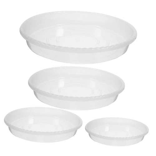 ibasenice 4 Stück Transparentes Pflanzentablett Reusable Kunststoff Blumentopf Untersetzer Tropfschalen für Pflanzen Runde Form für Verschiedene Töpfe Schützt Böden und Oberflächen von ibasenice