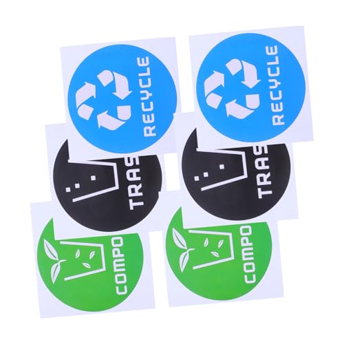 ibasenice 6 Stück Müllsortierbehälter Müll Kann Aufkleber Recyceln Recycling-mülleimeraufkleber Farbige Aufkleber Mülleimer-Etikett Aufkleber Für Die Mülltonne PVC Selbstklebend von ibasenice