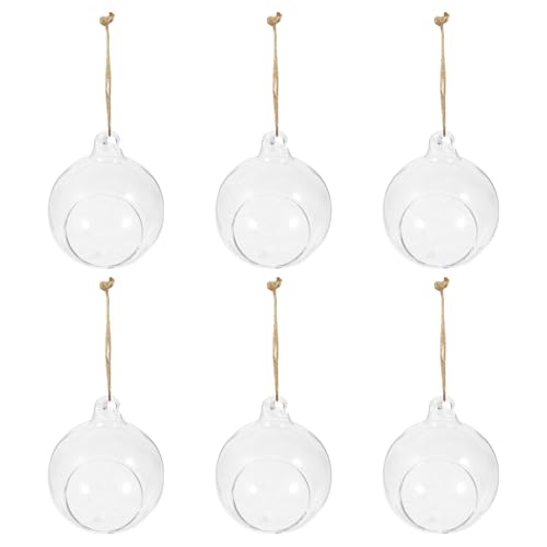 ibasenice 6 Stück Transparente Glas hängevasen Mikrolandschaft Pflanzgefäße Hängend Dekorativ für Wasserpflanzen und Kerzenhalter Indoor Outdoor Tischdeko von ibasenice