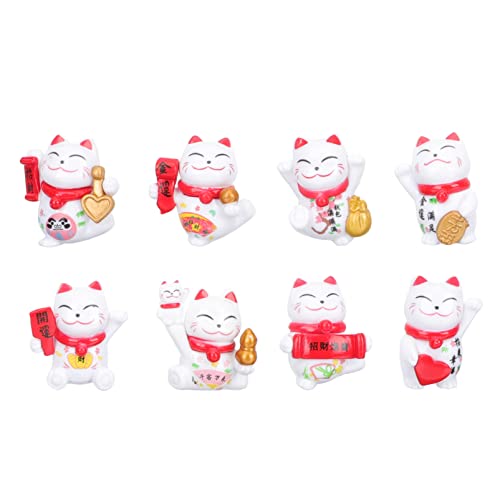 ibasenice 8Pcs Japanische Maneki Neko Lucky Cat Figuren Miniatur- Glücks- Katze Figuren Schöne Katzenstatuen Mikrolandschaft Ornamente Mini Terrarium Figurine von ibasenice