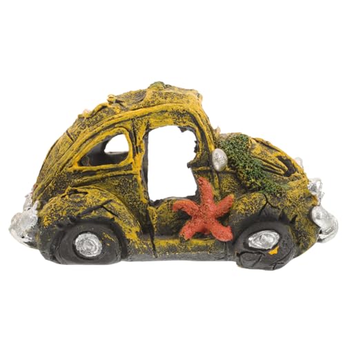 ibasenice Aquarium Deko Auto Wrack Resin Kunsthandwerk Versteck für Fische und Garnelen Versteckmöglichkeit Aquarium Zubehör für Fisch Garnelenaquarien Vielseitige Landschaftsdekoration von ibasenice