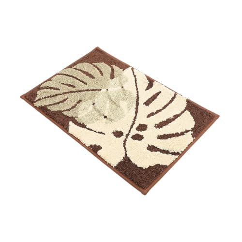 ibasenice Blattbodenmatte Duschmatte Wasserabsorptionsmatte Absorbierende Matte rutschfeste Bodenmatte Haushaltsbodenmatte Super Saugfähige Bodenmatte Kaffee Polyester (Polyester) von ibasenice