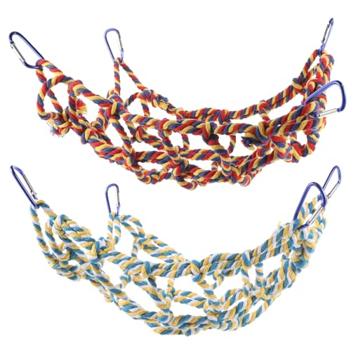 ibasenice Buntes Kletternetz für Papageien Teilig mit Haken Langlebiges Baumwollspielzeug Stabiles Vogelschaukelnetz für Wellensittiche Nymphensittiche und Kleine Haustiere Einfach zu von ibasenice