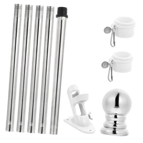 ibasenice Edelstahl Fahnenmast Set Langlebig Rostfrei Multifunktional mit Weißem Bodenhalter für Wand Vielseitiger Teiliger Wohnbereich Fahnenhalter ibasenice Edelstahl Fahnenmast Set Langlebig Rostfrei Multifunktional mit Weißem Bodenhalter für Wand Vielseitiger Teiliger Wohnbereich Fahnenhalter von ibasenice