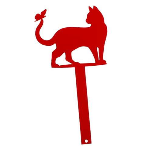 ibasenice Eisenkunst Gartenstecker Briefkasten Dekoration Katze Form Rote Mailbox Flagge Gartenstecker Wetterfest für Terrasse Postkasten Außen von ibasenice