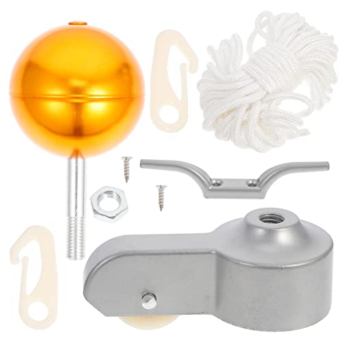 ibasenice Flaggenmast Reparaturset Teiliges Langlebiges Fahnenmast Zubehör mit Riemenscheiben und Drehbaren Haken Wetterbeständig und UV Resistent Einfache Outdoor für Stabile Befestigung von ibasenice