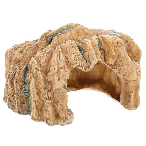 ibasenice Gelbgeränderte Schildkröten Kletterhöhle aus Resin Dekoratives Versteck und Sonnenplatz für Reptilien Terrarium Zubehör für Aquarium und Haustierlebensraum von ibasenice