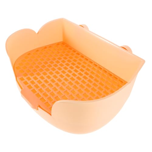 ibasenice Haustierkaninchen -Toilette Kleine Tiertoilette Katzenstreu Pfanne Häschen-Heu-Futterspender Häschen Toilette Frettchen Katzentoilette Katzenträger für Haustiere Plastik Orange von ibasenice