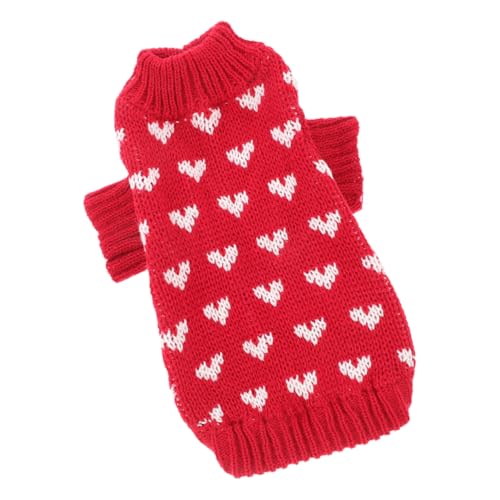 ibasenice Herz Muster Hundepullover XL Bequemer Turtleneck für Kleine Hunde Warmes Winterkleidungsstück für Alltag und Besondere Anlässe von ibasenice
