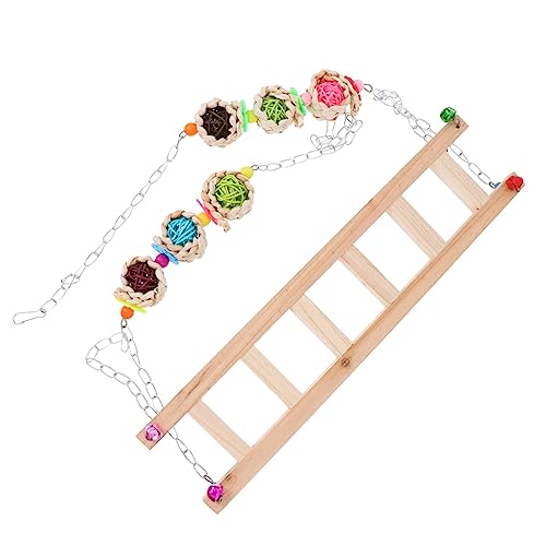 ibasenice Hölzerne Hühnerschaukel mit Bunter Leiter Natürliches Beschäftigungsspielzeug für Haustierhühner Fördert Balance Krallenpflege und Sicheres Ruhen im Stall Zufällige Farbe von ibasenice
