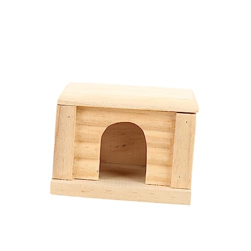 ibasenice Holz Hamsterhaus mit Abnehmbarem Dach Helle und Komfortable Haustierhütte für Zwerghamster Kreative Holzspielzeuge für Innenräume Kauspielzeug von ibasenice