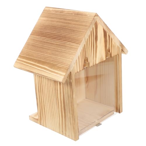 ibasenice Holz Vogelfutterhaus mit Fenster Aufhängbares Nistkasten für Außenbereich Stabiler Montagehaken für Vogelbeobachtung im Garten oder Terrasse ibasenice Holz Vogelfutterhaus mit Fenster Aufhängbares Nistkasten für Außenbereich Stabiler Montagehaken für Vogelbeobachtung im Garten oder Terrasse von ibasenice