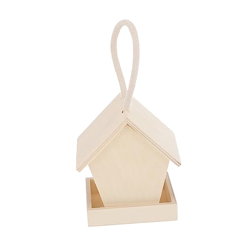 ibasenice Holz Vogelhaus Futterspender mit Transparenten Acrylfenstern Wetterfestem Dach Langlebig und Sicher zum Aufhängen im Garten zur Wildvögel Anlockung und Fütterung Inklusive von ibasenice