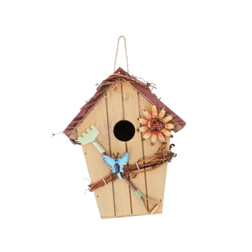 ibasenice Holz Vogelhaus mit Dach Ländliche Gartenhänger Deko Handgefertigt Wetterfest für Garten und Balkon Einzigartiges für Naturliebhaber ibasenice Holz Vogelhaus mit Dach Ländliche Gartenhänger Deko Handgefertigt Wetterfest für Garten und Balkon Einzigartiges für Naturliebhaber von ibasenice