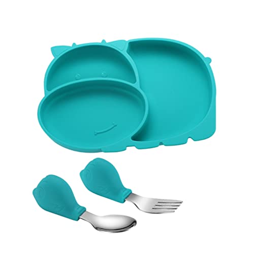 ibasenice Jungen Und Mädchen Training Geschirr Set Unterteilt Teller Und Löffel Silikon Baby Utensilien von ibasenice