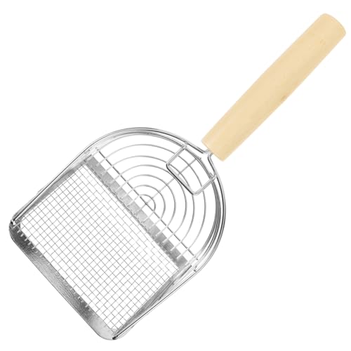 ibasenice Katzenschaufel mit Holzgriff Langlebig und Leicht Feinmaschig für Effektives Aussieben von Katzenstreu zur von Katzenklos Entfernung von Klumpstreu Katzenzubehör für Katzenhalter von ibasenice