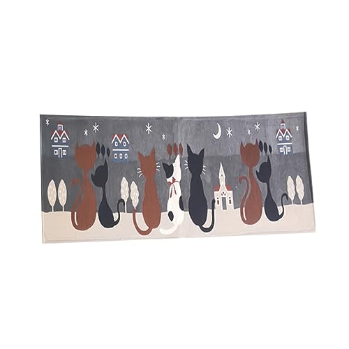ibasenice Katzentürmatte mit Rutschfester Saugfähiger Oberfläche Cartoon Muster Jacquard Gewebte Fußmatte für Badezimmer und Eingänge von ibasenice