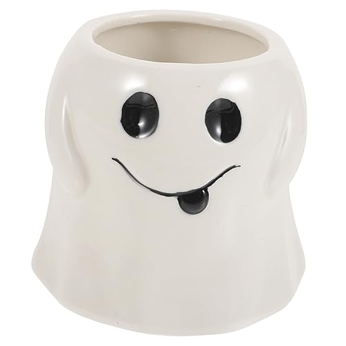 ibasenice Keramik Pflanzgefäß Halloween Dekorativer Sukkulenten Übertopf Cartoon Design Lustiger Gesichts Blumentopf für Innenbereich Fenster Büro Schreibtisch Deko von ibasenice