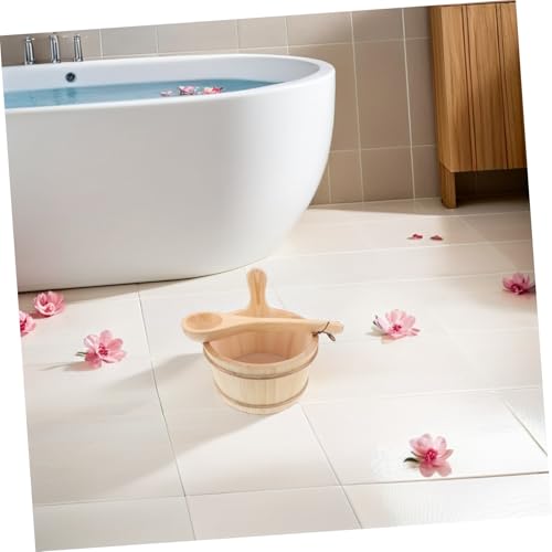 ibasenice Kleiner Saunakübel Und Schöpfkelle Verrottungsschutz Saunaraumkübel Schöpfkelle Holzfass Aus Massivholz Beige von ibasenice