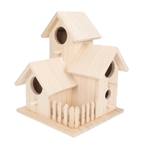 ibasenice Kreatives Hängendes Vogelhaus aus Holz mit DREI Kammern Wetterfestes Außennistkasten Dekor für Garten und Innenbereich Sichere und Gemütliche Brutstätte für Wildvögel ibasenice Kreatives Hängendes Vogelhaus aus Holz mit DREI Kammern Wetterfestes Außennistkasten Dekor für Garten und Innenbereich Sichere und Gemütliche Brutstätte für Wildvögel von ibasenice