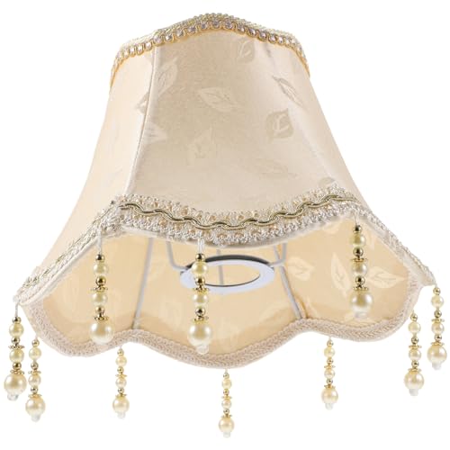 ibasenice Jacquard Lampenschirm - Vintage Fransen Lampenschirm Perlen Lampe Fransen Lampenschirm von ibasenice