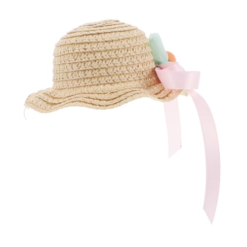 ibasenice Mini Strohhut für Auto Innenraum und Bastelprojekte Wunderschönes Gewebtes Mini Häubchen für Puppen Flaschen Dekorativer Strickhut für Anwendungen von ibasenice