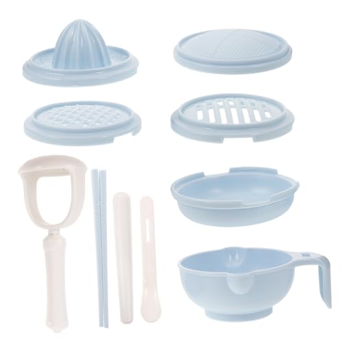 ibasenice Multifunktionaler Babybrei Masher mit Schüssel Handmischer für Obst und Freies Material Rutschfester Boden Eisblau für Beikost Zubereitung von ibasenice