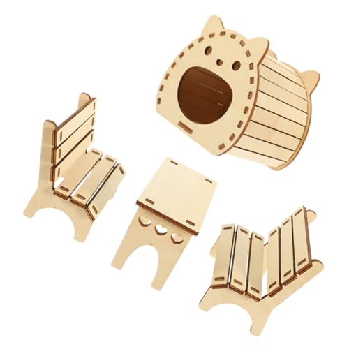 ibasenice Natürliches Holz Hamsterversteck mit DIY Selbstmontage Kleinem Haus Tisch und Stühlen Langlebiges Beißfestes Haustierspielzeug für Kleine Nager Sicheres Nest mit Leiter für Hamster ibasenice Natürliches Holz Hamsterversteck mit DIY Selbstmontage Kleinem Haus Tisch und Stühlen Langlebiges Beißfestes Haustierspielzeug für Kleine Nager Sicheres Nest mit Leiter für Hamster von ibasenice