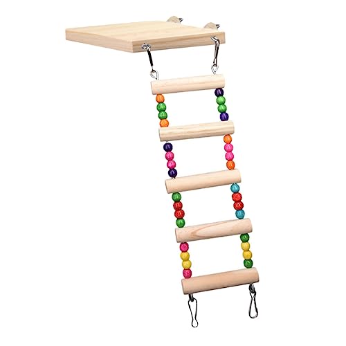 ibasenice Papageien Holzleiter Bunt Kletterleiter Trainingsleiter Vogel Schaukel für Beschäftigung und Bewegung Vogelspielzeug Langlebig Geruchlos Robust von ibasenice