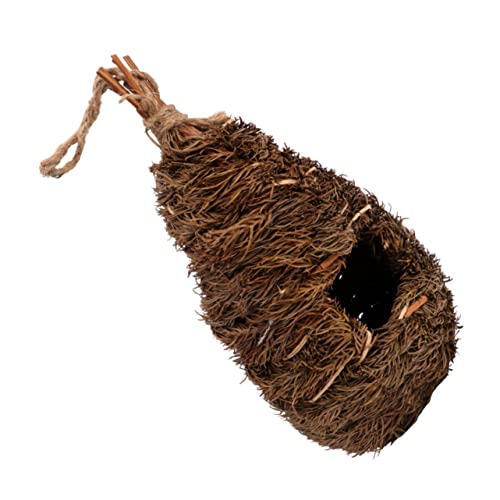 ibasenice Pet Bird's Nest Kleiner Vogel Im Freien Material Handgefertigtes Vogelnest Kürbis Vogelhaus Weben Vogelschutz Kreativ Rustikal Nester Garten Vogelhaus Green Gras von ibasenice