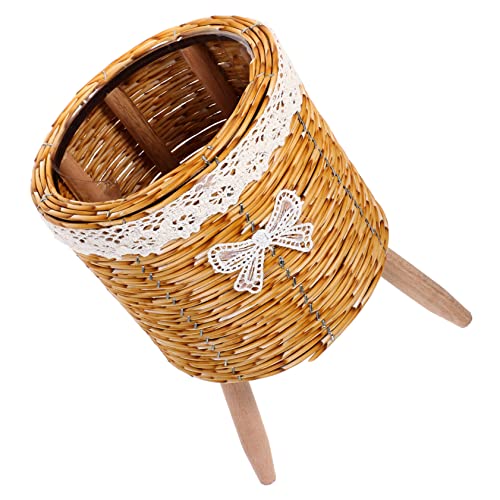 ibasenice Rattan Blumenkorb Desktop-Pflanzgefäßständer Blumentopfständer für drinnen Blumenständer fürs Büro Mehrzweckblumentopfstand Blumenkernhalter Steht Outdoor Blumentopfstand Plastik von ibasenice