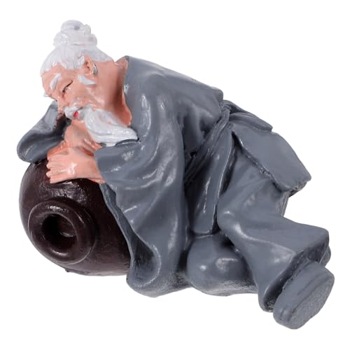 ibasenice Resin Aquarium Ornament Drunk Elderly Figurine Mikrolandschaft Deko für Aquarium Teich Gartendekoration Gartenstatuen Draußen Lebensecht Sicher Vielseitig Platzierbar von ibasenice