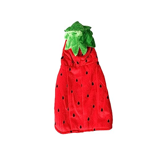 ibasenice Rotes Pet Hoodie mit Verstellbarem Hals und Taillenumfang Fleece mit Kurzem Ärmel Niedliches Erdbeermuster Geeignet für Hunde und Katzen Modischer Ganzjahres Pet Mantel von ibasenice