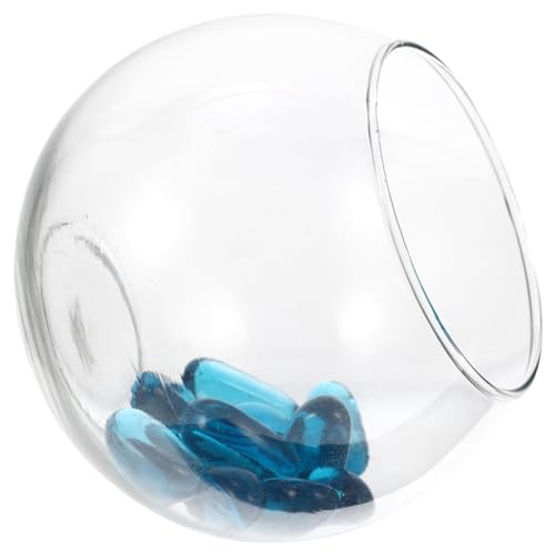 ibasenice Runder Kleiner Fischtank Dekoratives Aquarium für Büro und Zuhause Kreativer Desktop Glasbehälter Micro Landscape Container Transparent Langlebig Multifunktional von ibasenice
