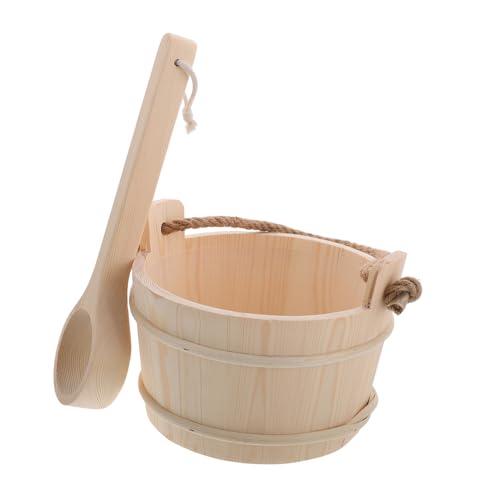 ibasenice Sauna Eimer Set Naturholz mit Schöpflöffel für Fußbad und Dampfbad Multifunktional für Sauna Dusche Wassergießen zur Entspannung und Verbessertem Dampferlebnis von ibasenice
