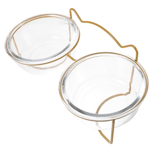ibasenice Schräger Doppelter Glas Hundenapf mit Stabilem Gestell rutschfeste Futterschale für Hunde und Katzen Hochwertiger Futternapf mit Festem Stand und Leicht zu Reinigendem Material von ibasenice