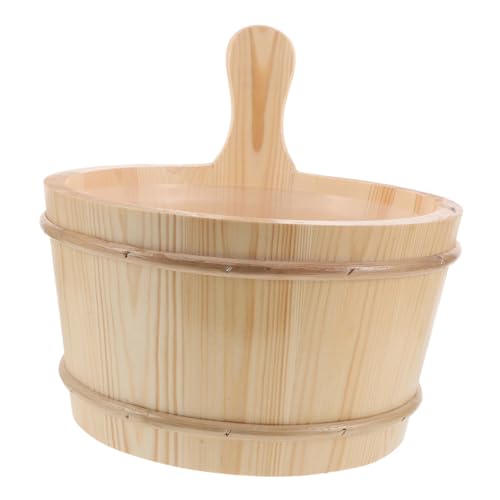 ibasenice Spa Eimer Saunafass Sauna Spa Bad Duscheimer Saunalöffel Saunalöffel Holzeimer Sauna Wassereimer Und Schöpfkelle Fuß Saunaeimer Dampfbad Eimer Beige von ibasenice