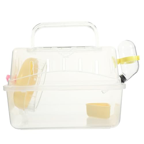 ibasenice Tragbarer Hamsterkäfig mit Panoramadach Leichter Kleintier transportkäfig aus Robustem Atmungsaktivem Material für Hamster Zwerghamster und Kleine Haustiere Unterwegs Gelb von ibasenice