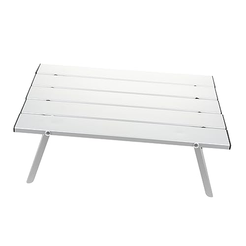 ibasenice Tragbarer Klapptisch Tisch hochklappen Lagertisch Campingtisch Camping klappbarer Schreibtisch Picknicktisch Campingvorräte Camping Klapptisch Aluminiumlegierung Silber von ibasenice