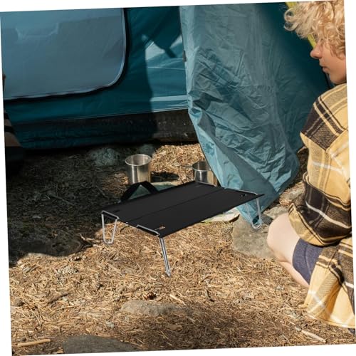 ibasenice Tragbarer Klapptisch aus Aluminium Faltbarer Outdoor campingtisch mit Abnehmbarem Teeaufsatz Leichter Mini Camping Picknicktisch Stabil und Kompakt Schwarz von ibasenice
