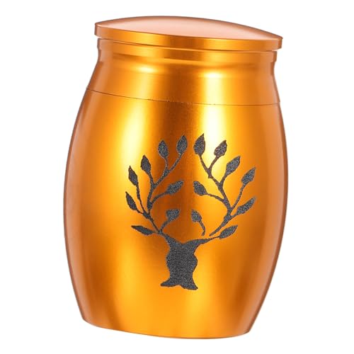 ibasenice Urne Asche Haustier Beerdigung Sarg Gedenksarg Einäscherung Schatullen Haustier Knochen Asche Dose Haustier Asche Glas Sarg Glas Edelstahl Gelb von ibasenice