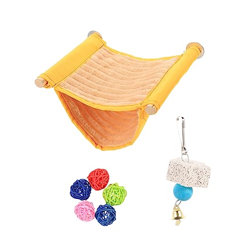 ibasenice Vogelkäfig Hängematte Set Teilig Bissfestes Papageien mit Sitzstange und Rattanbällen Warmes Abnehmbares Vogelbett für Wellensittiche Nymphensittiche und Kleine Vögel von ibasenice