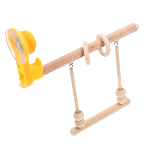 ibasenice Vogelstange mit Saugnapf Holz Rutschfester Papageiensitz für Fenster Stabiler Standplatz für Wellensittiche und Papageien Vielseitig Einsetzbar als Vogelkäfig Zubehör und von ibasenice