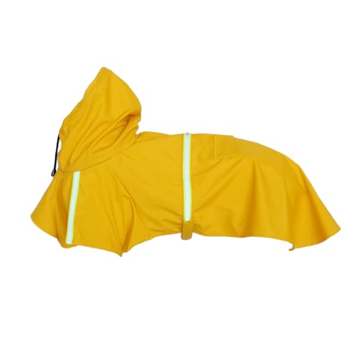 ibasenice Wasserdichter Hunderegenmantel mit Reflektierendem Streifen Leichter XL Hundemantel in Gelb Wasserabweisender Regenhoodie für Große Hunde und Welpen Schützender Regenmantel für von ibasenice